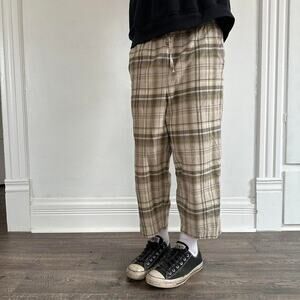 Vintage Y2K 00s Plaid Gigham Flowy Long Lounge Thin Capris